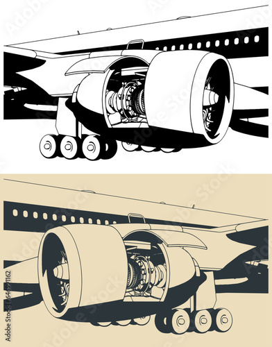 Passenger aircraft close-up illustrations