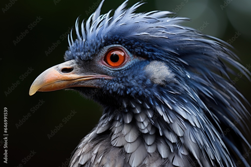 Fototapeta premium Fantastic blue bird portrait, close up