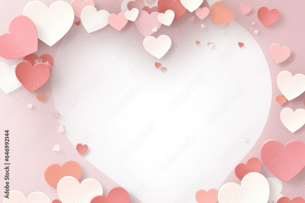 Some pink hearts in front of a pink background, valentine's day material - obrazy, fototapety, plakaty 