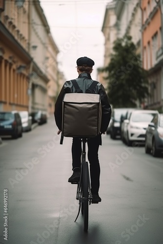 image bicycle courier around the city