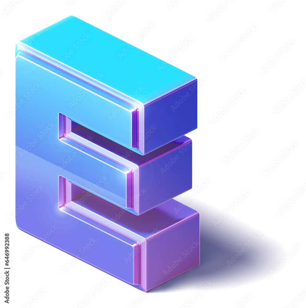 A 3D E Letter isometric Alphabet illustration isolated on a white background A 3D E Letter isometric Alphabet illustration isolated on a white background