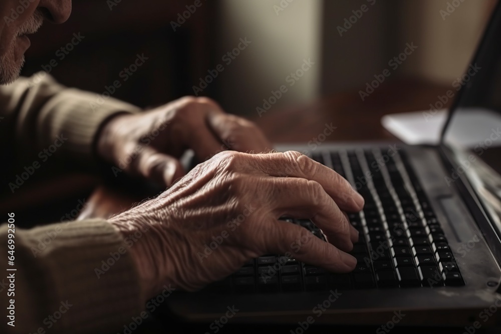 image of an elderly man typing on a laptop image of an elderly man typing on a laptop