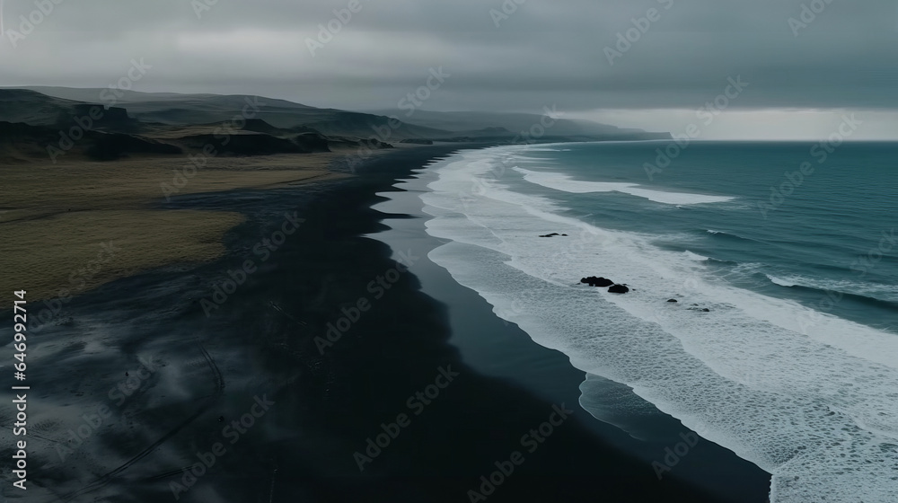 Fototapeta premium Iceland aerial air drone view. Created with Generative AI technology.