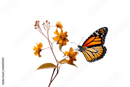 Butterfly Perched on a Flower Isolated on Transparent Background. Generative AI.