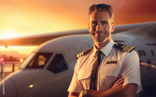 Close-up portrait of a pilot outside an airplane