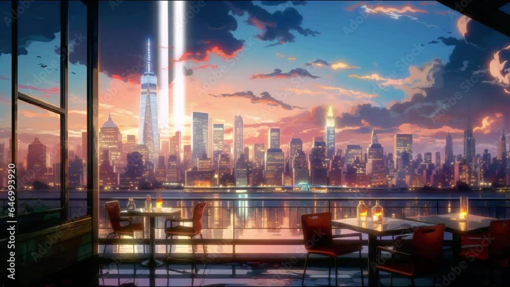 Elevate your VTuber and Twitch streams with this evocative New York skyline backdrop. Optimized for high-quality, seamless looping, this digital asset adds a poignant, immersive atmosphere to your liv Elevate your VTuber and Twitch streams with this evocative New York skyline backdrop. Optimized for high-quality, seamless looping, this digital asset adds a poignant, immersive atmosphere to your liv