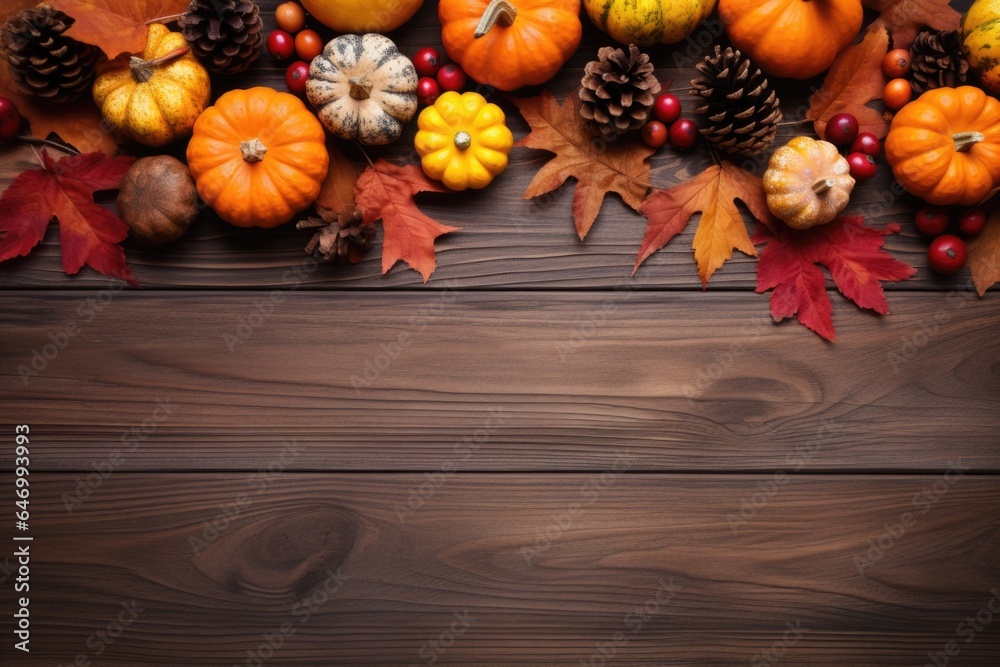 Happy Thanksgiving season celebration traditional pumpkins on decorated wooden table fall leaves background. Halloween decorations wood autumn cozy flat lay, top view, copy space. Happy Thanksgiving season celebration traditional pumpkins on decorated wooden table fall leaves background. Halloween decorations wood autumn cozy flat lay, top view, copy space.
