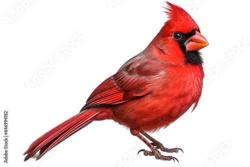 Cardinal with Vibrant Plumage Isolated on Transparent Background. Generative AI.