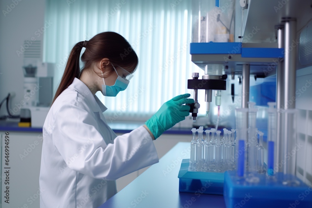 image working in the laboratory with a high degree of protection