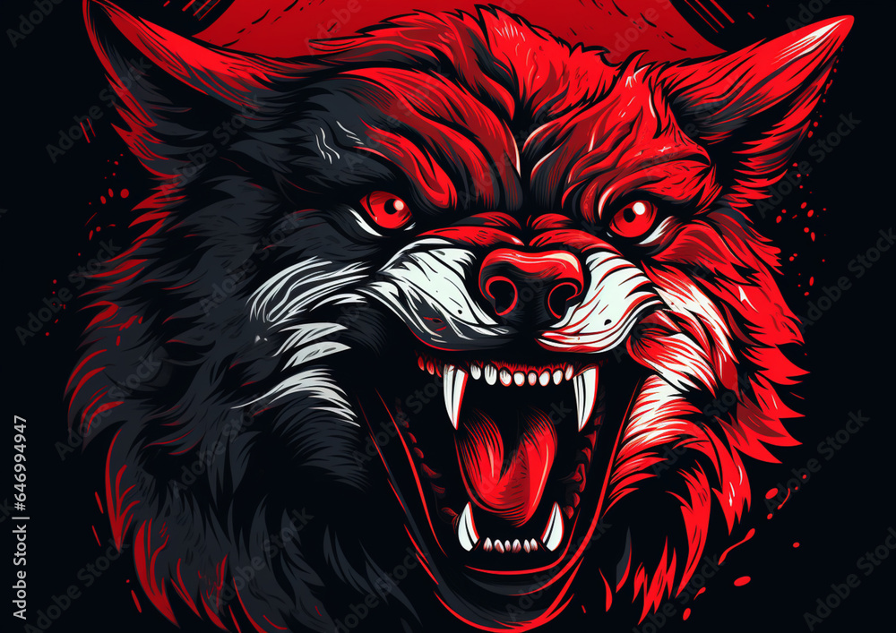 red wolf head illustration