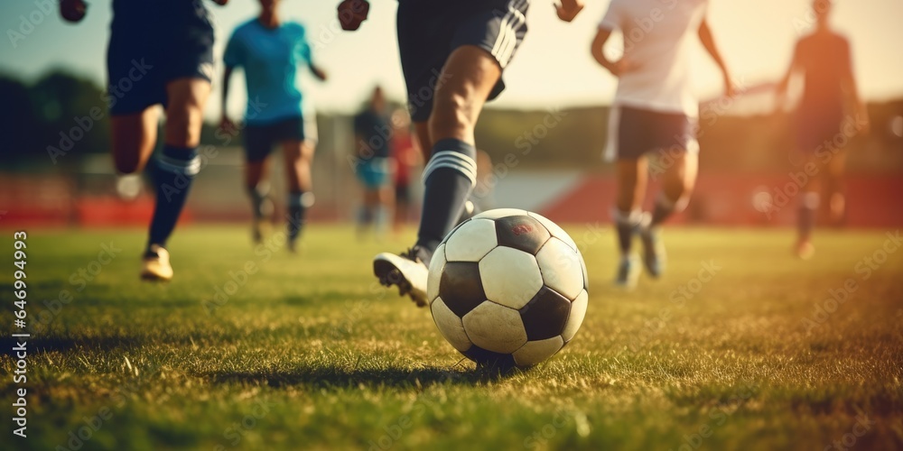 Team of soccer players playing soccer. Generative AI