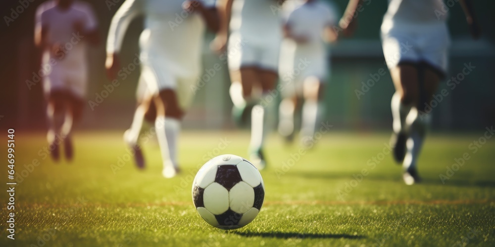 Team of soccer players playing soccer. Generative AI