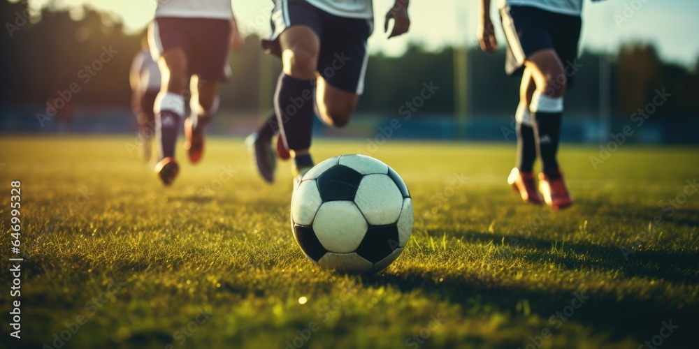 Team of soccer players playing soccer. Generative AI