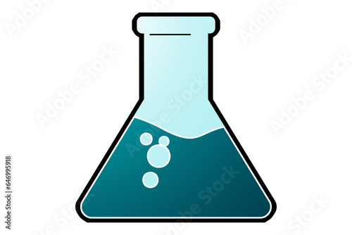 Chemical conical flask over green background