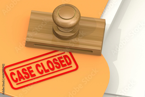 Case closed stamp with yellow folder
