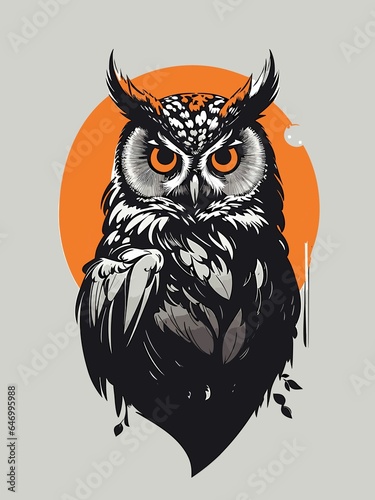 Obraz na płótnie owl head with feathers, with colorful eyes, vector illustration w salonie
