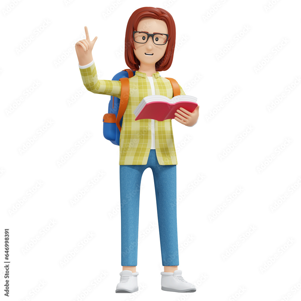 college girl found idea 3d cartoon illustration college girl found idea 3d cartoon illustration