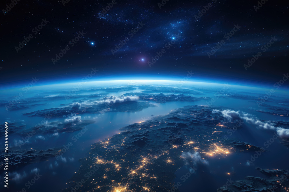 A breathtaking view of the Earth from space, highlighting its beauty and fragility. Generative Ai. A breathtaking view of the Earth from space, highlighting its beauty and fragility. Generative Ai.