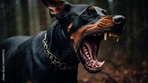 A Doberman Growling | Aggressive Protective Guard Dog Pet