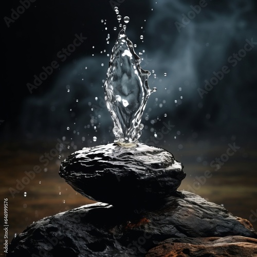 A rock with water splashing out of it