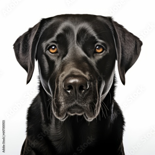 A black dog's expressive face up close