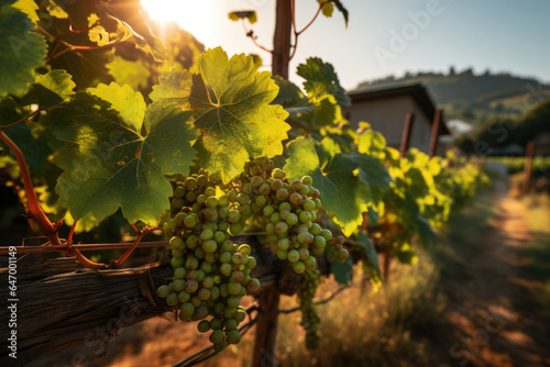 A sustainable vineyard using natural pest control methods to protect grapevines. Generative Ai.