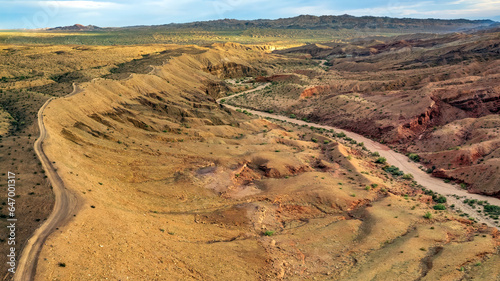 Aerial view of SR2013 Red Jeep trail and the Red Canyon below