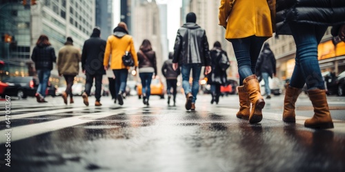 Fotografie, Obraz People crossing the road, New York city. Generative AI