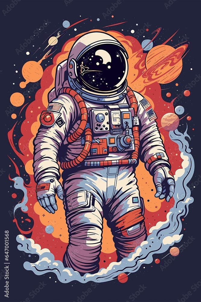 Astronaut with space, astronaut in galaxy, moon and space. Vector illustration Astronaut with space, astronaut in galaxy, moon and space. Vector illustration