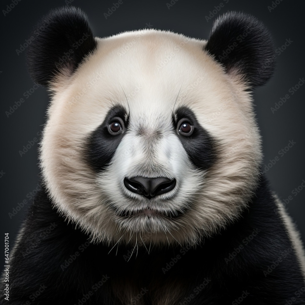 Fototapeta premium A cute and fuzzy panda bear's face up close