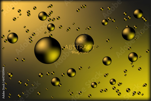 abstract gold and yellow background with beautiful gradients and flying 3d balls