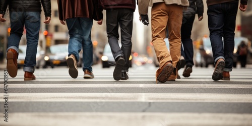 People crossing the road, New York city. Generative AI © piai