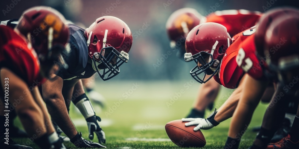 American Football players playing a match. 