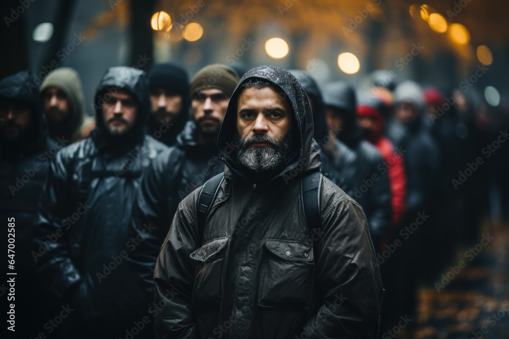 Nonviolent Resistance. Person standing peacefully in front of a line of armed officers, representing the strength of nonviolent protest. Generative Ai. Nonviolent Resistance. Person standing peacefully in front of a line of armed officers, representing the strength of nonviolent protest. Generative Ai.