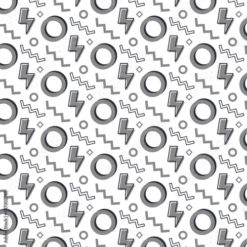 90s Abstract Monochrome Pattern. Vector Illustration With Geometric Shapes