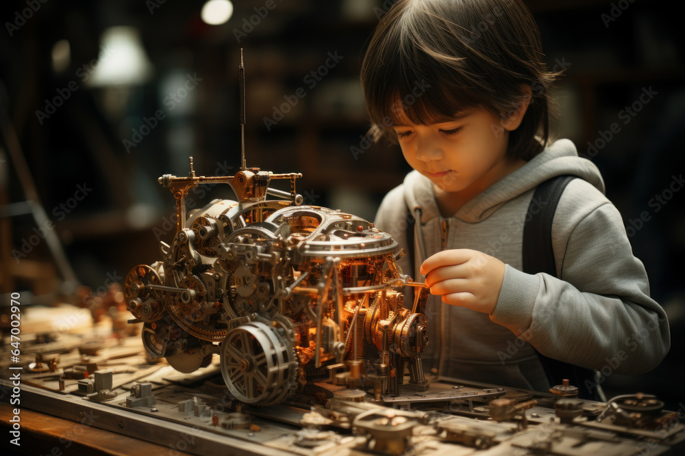 Foto de Kids construct basic pulley systems, experiencing mechanical