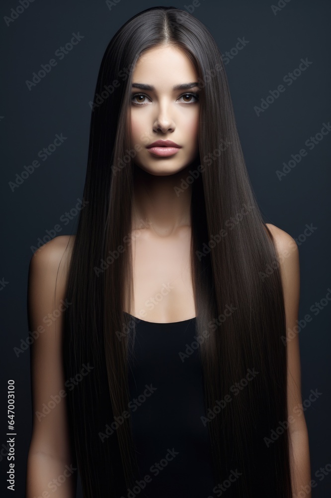 Beautiful Long Straight Hair. Glamour and Style of Model's Coiffure for Fashion and Beauty