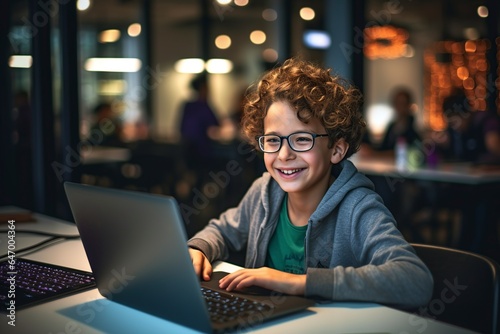 very happy boy confident in software developer coding