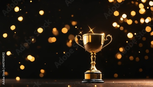 Winner trophy gleaming with sparks against a vibrant sparks background, representing triumph and success