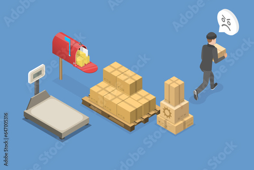 3D Isometric Flat Vector Conceptual Illustration of Theft At Post Office, Hooligan Stole a Package