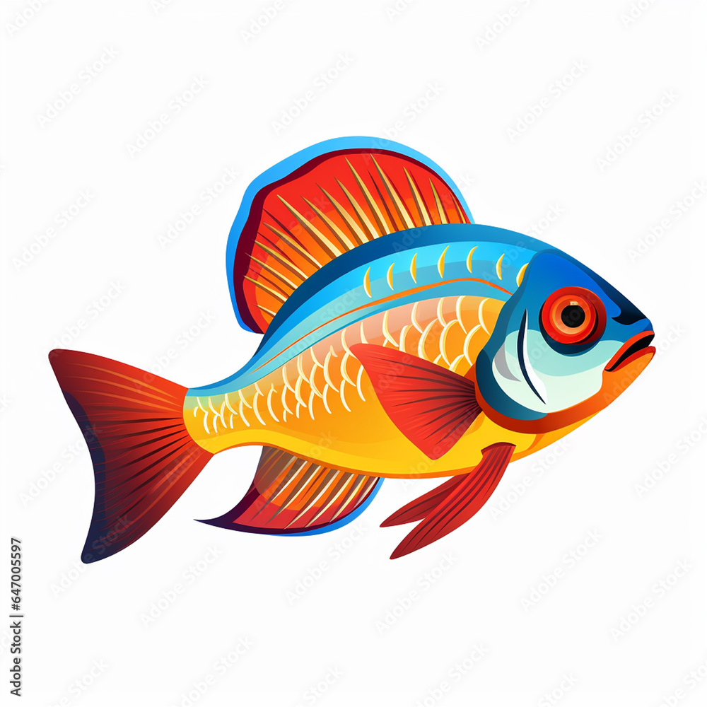 Fish on White Background Aquatic Elegance