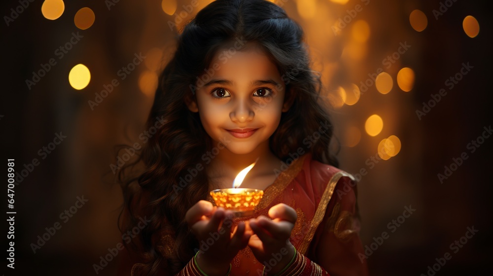 traditional girl celebrating diwali night traditional girl celebrating diwali night