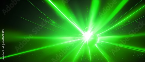 Green neon beam of lights coming center of an explosion from Generative AI