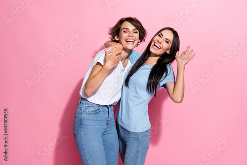 Tableau sur toile Photo of laughing good mood comic good mood girls lesbians love their relationsh