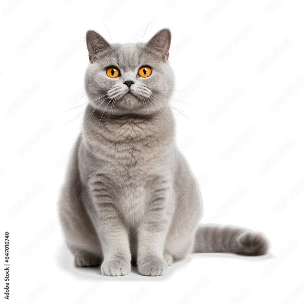 saksorn99_British_Shorthair_cat_cute_smiling_whole_body_high
