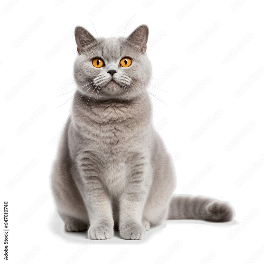 Obraz premium saksorn99_British_Shorthair_cat_cute_smiling_whole_body_high