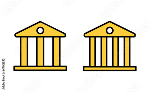 Bank icon set for web and mobile app. Bank sign and symbol, museum, university