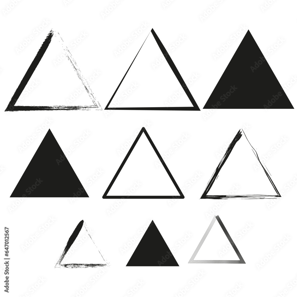 Brush paint ink triangle shaped elements. Vector illustration. EPS 10. Brush paint ink triangle shaped elements. Vector illustration. EPS 10.