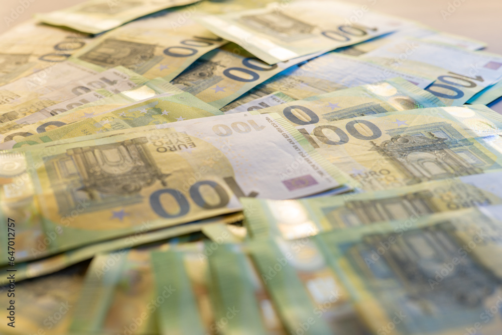 100 euro banknote . counting money.Euro currency. 100 euro banknote . counting money.Euro currency.