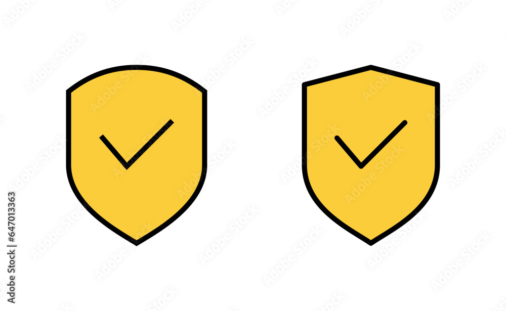 Shield check mark icon set for web and mobile app. Protection approve sign. Insurance icon Shield check mark icon set for web and mobile app. Protection approve sign. Insurance icon